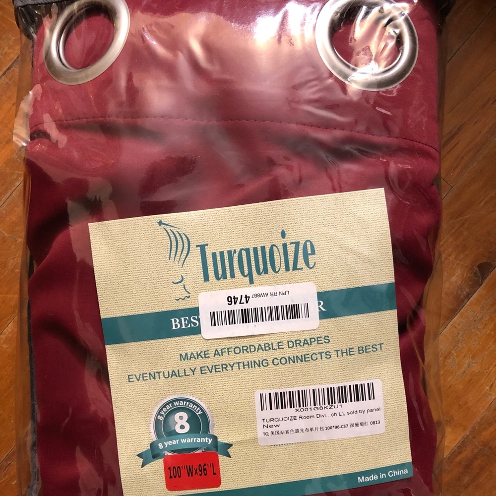 Turquoize burgundy one panel 100x96 inches curtains